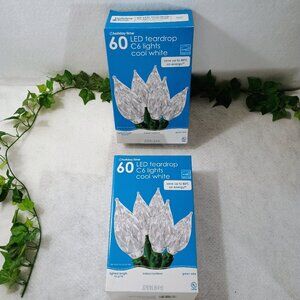 NWT: Holiday Time Cool White 2 Boxes of NIB Teardrop C6 LED Christmas String
